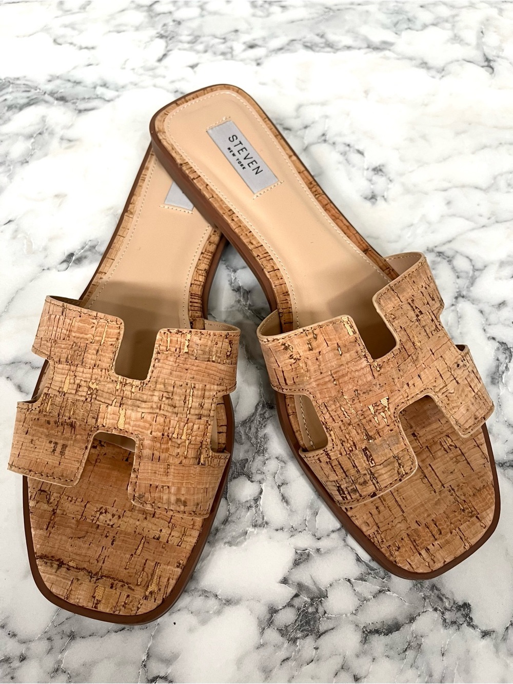 Steven New York Harlien Slide Sandal In Cork H-Strap Cutout Summer Versatile 11